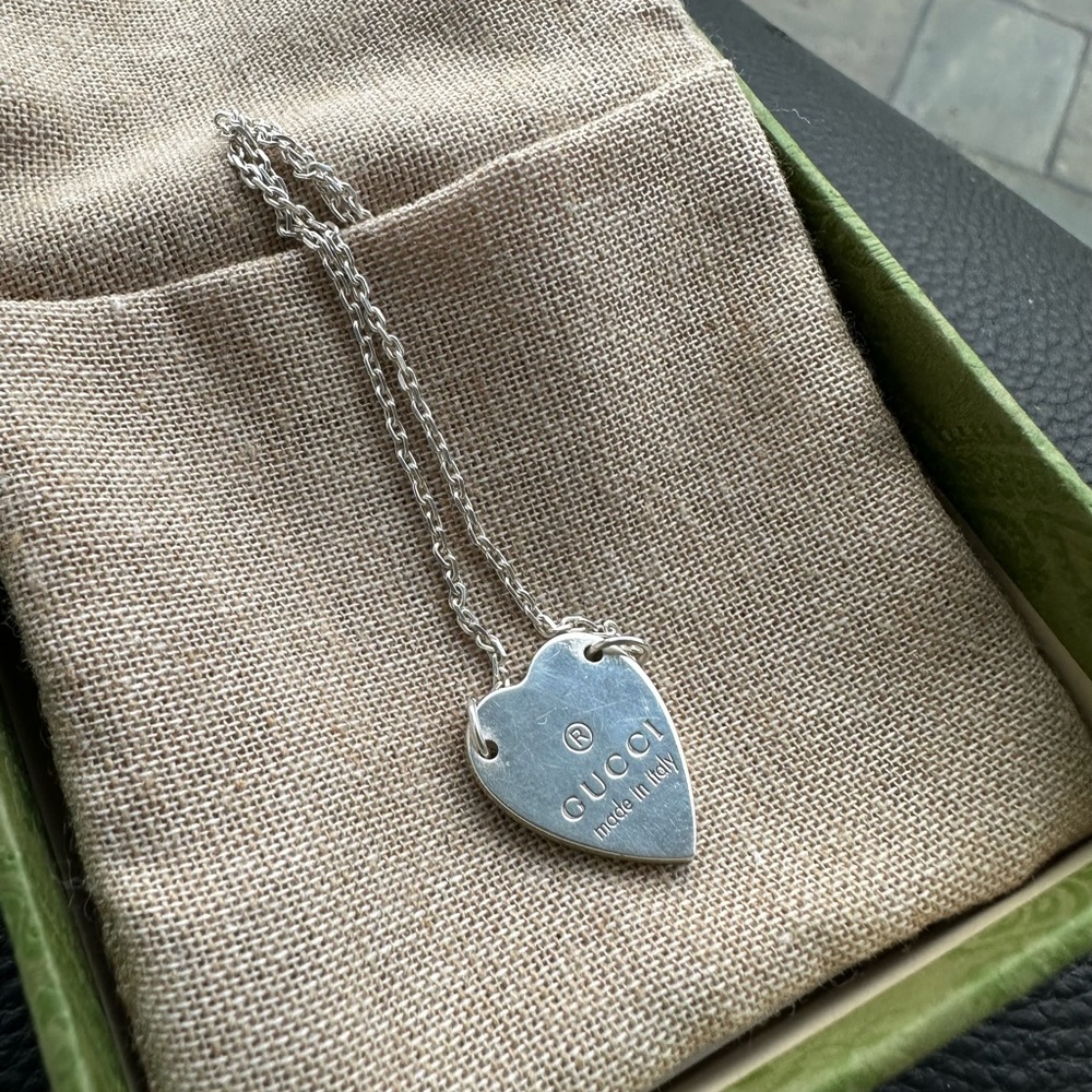 Gucci Silver Heart Pendant Necklace